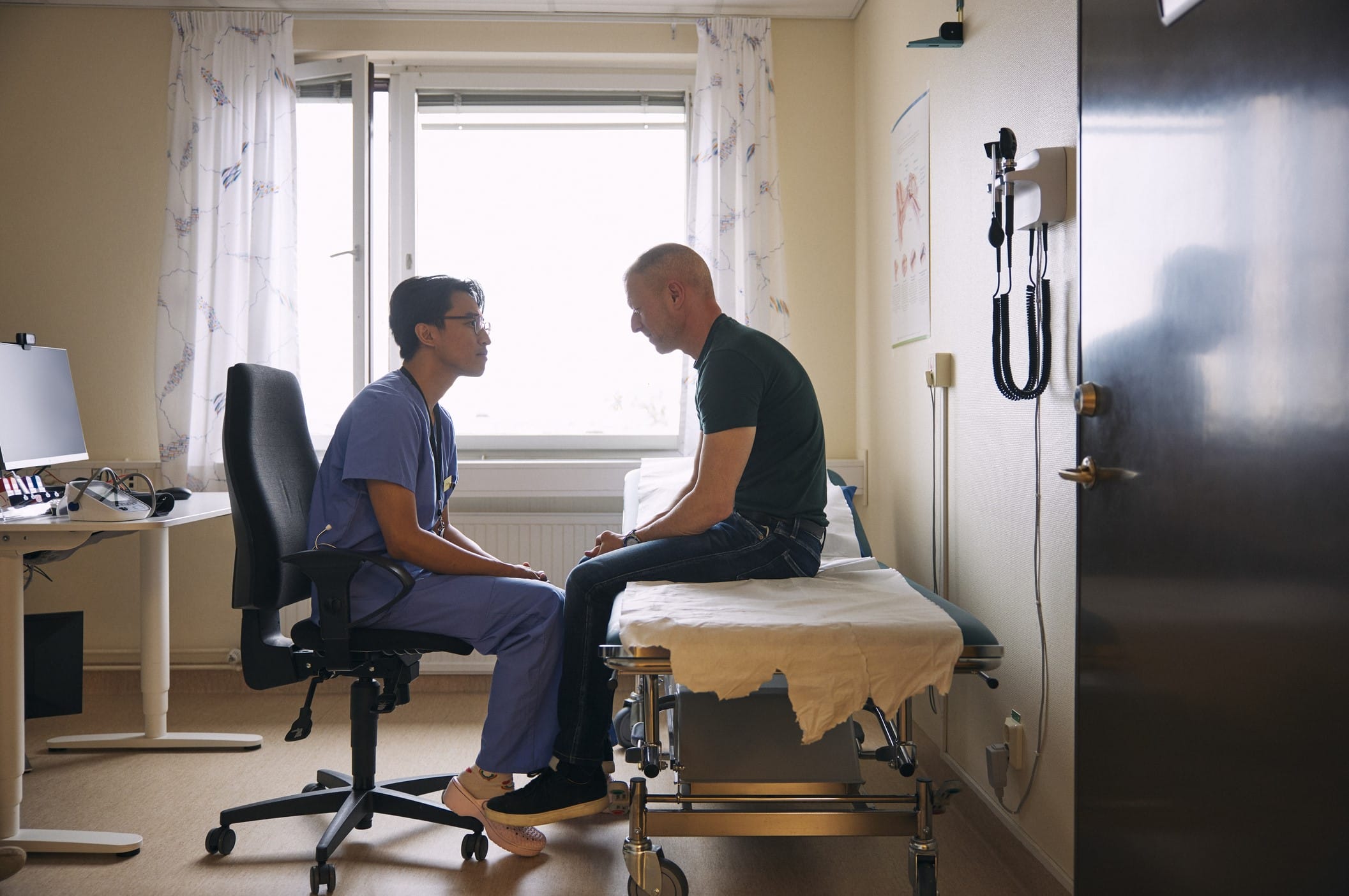 Sad man in a doctor's office