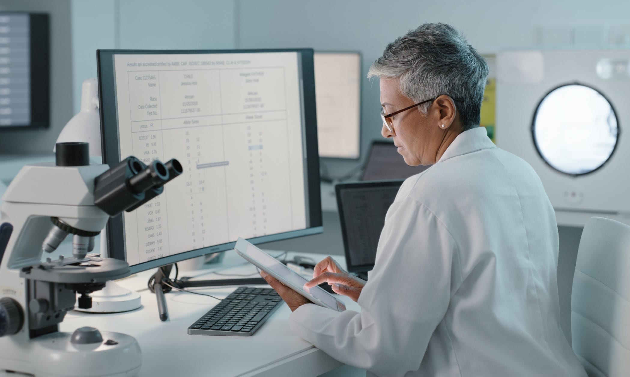 Researcher working at a monitor